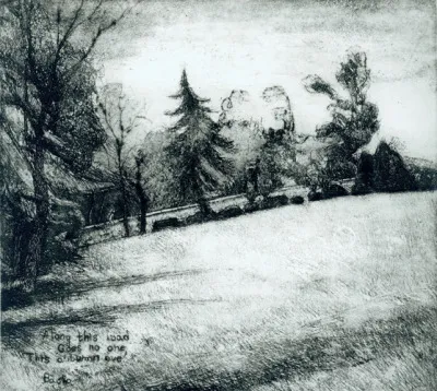 A portfolio of etchings, each image created around the English translation of a brief Japanese poem.