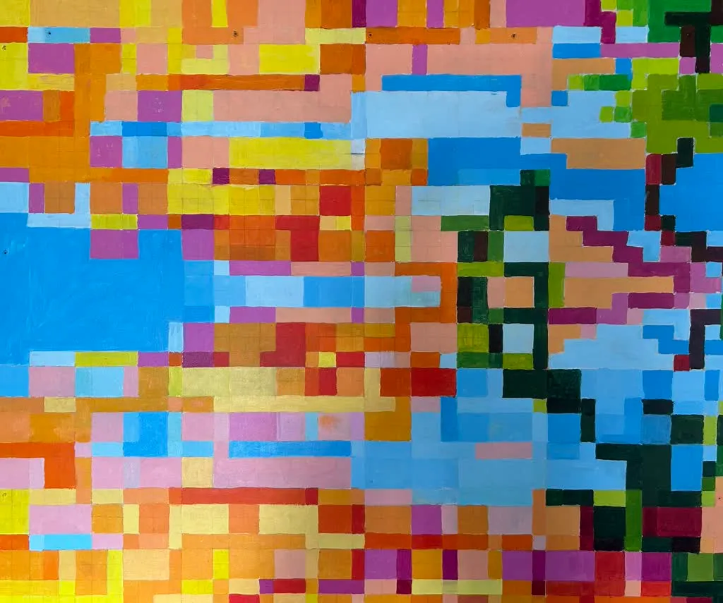 Bois, peinture, réalité augmenté 8 X 12 pieds, 2025